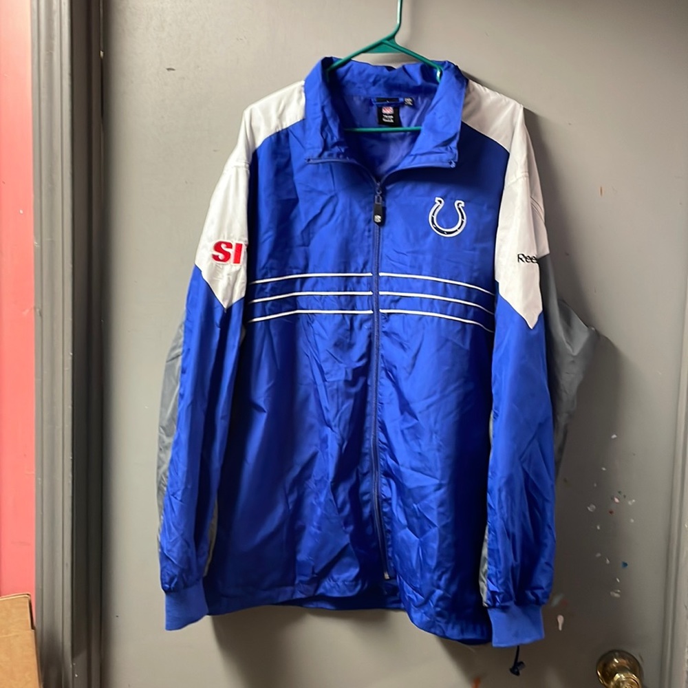 Indiana Colts NFL Reebok Windbreaker size 2XL, Blue and white jacket